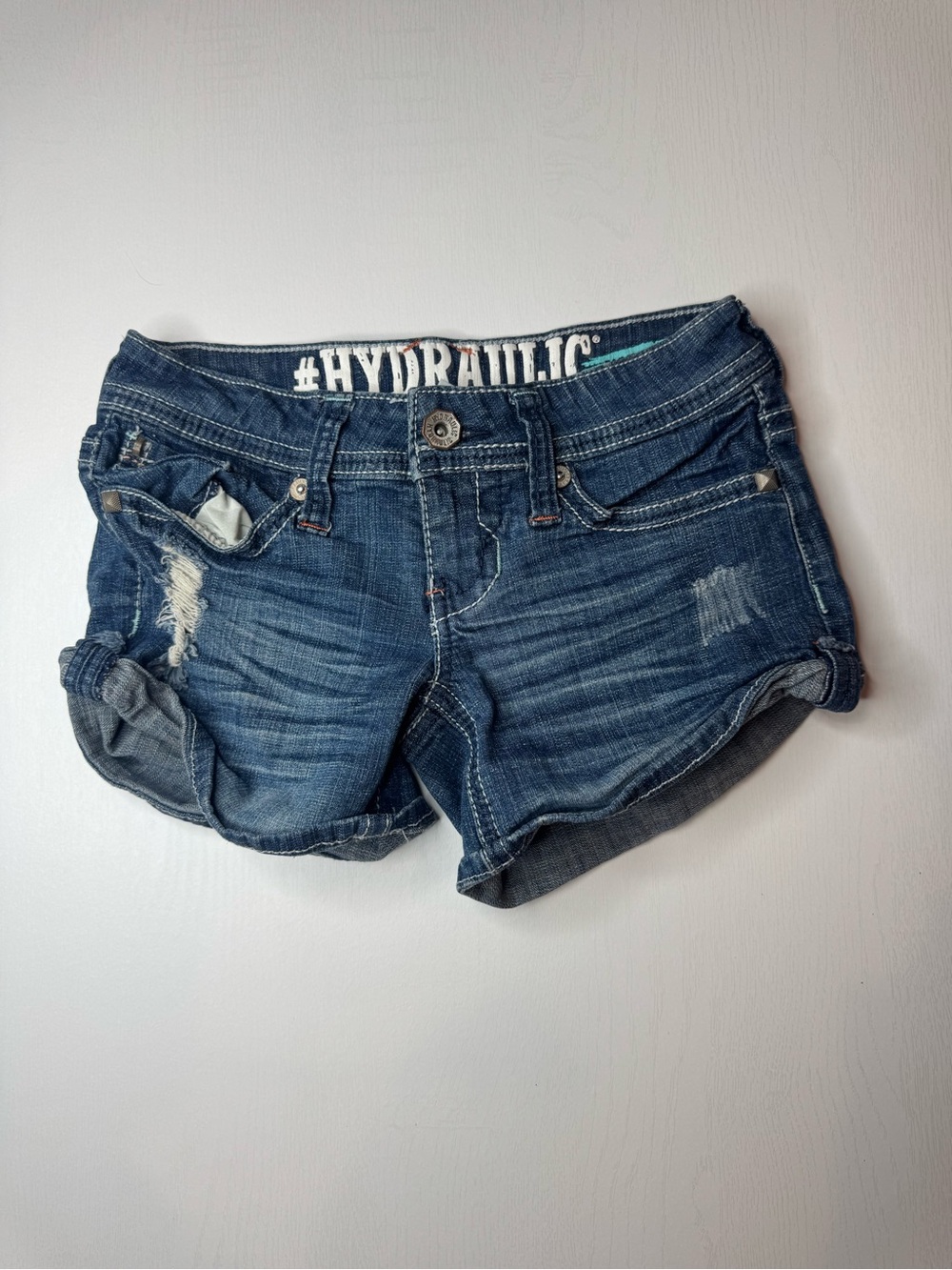 Y2K Hydraulic Bailey Low Rise Flap Pocket Denim Shorts Size 0